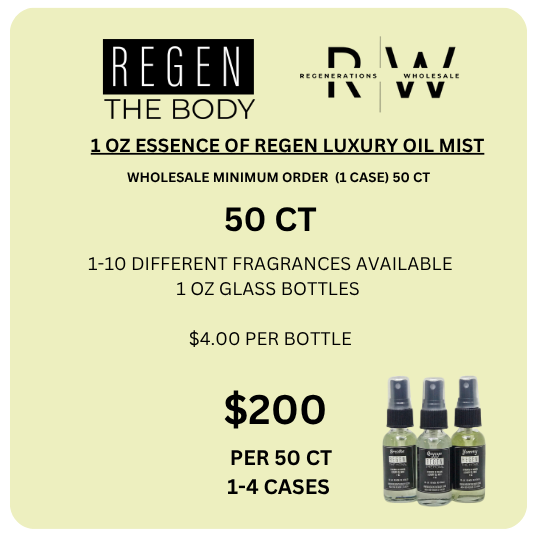 Essence of Regen Luxury Oil Mist  $200 PKG -50CT Main (Wholesale) (10 ct of Each) -Variety Selection of 5 Fragrances