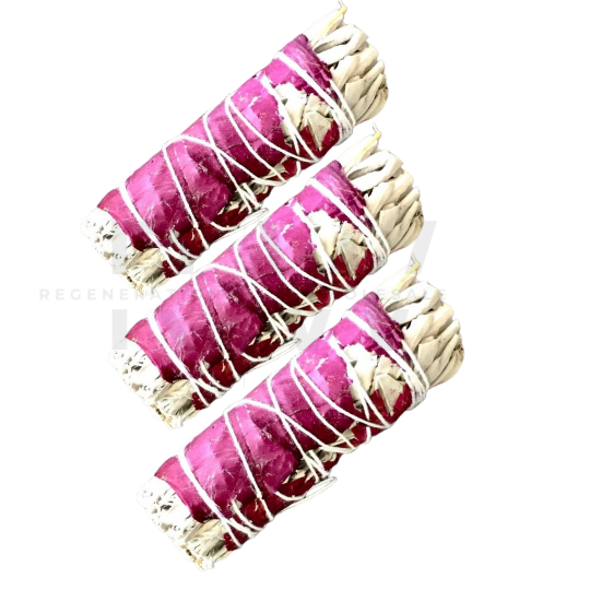 4" Red Rose Smudge Sage Sticks -Retail - REGEN THE BODY