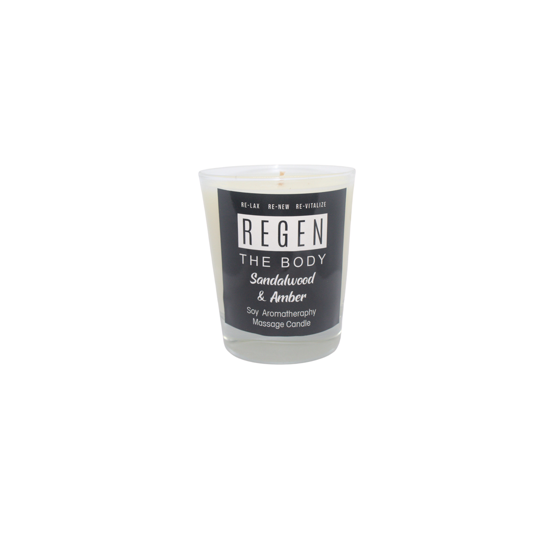 Soy Aromatherapy Deluxe Glass Massage  Candle - REGEN THE BODY